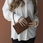 MIIKO Clutch Leather Bag Brown-Gold