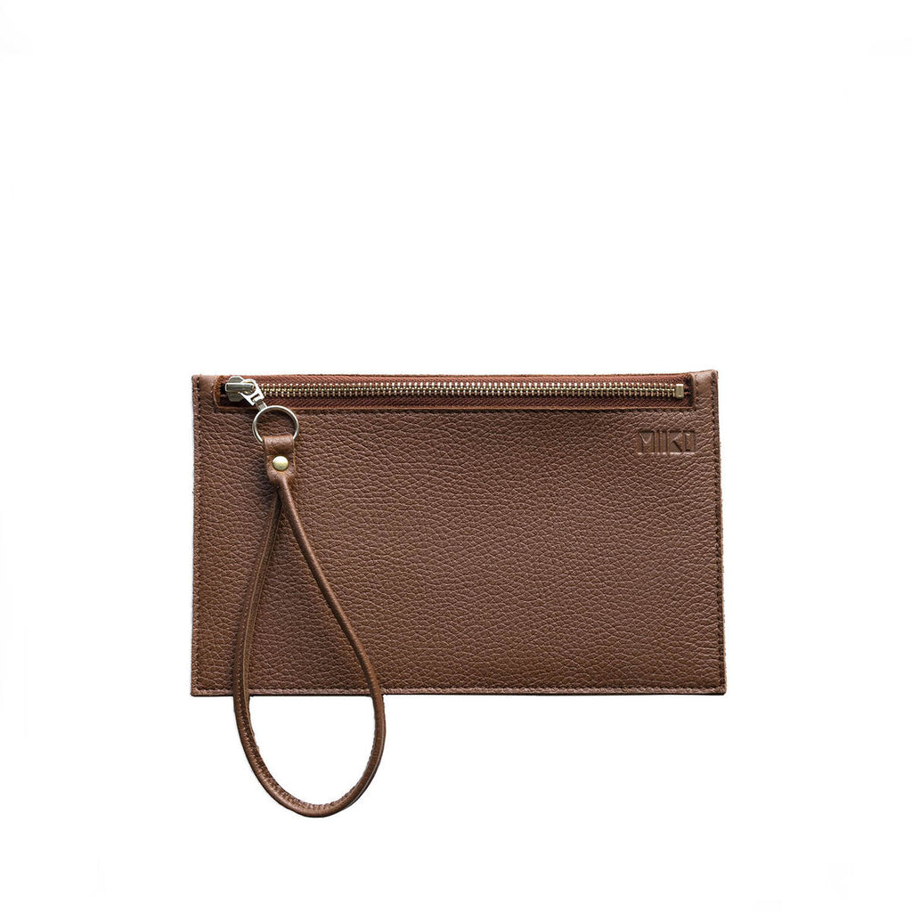 MIIKO Clutch Leather Bag Brown-Gold