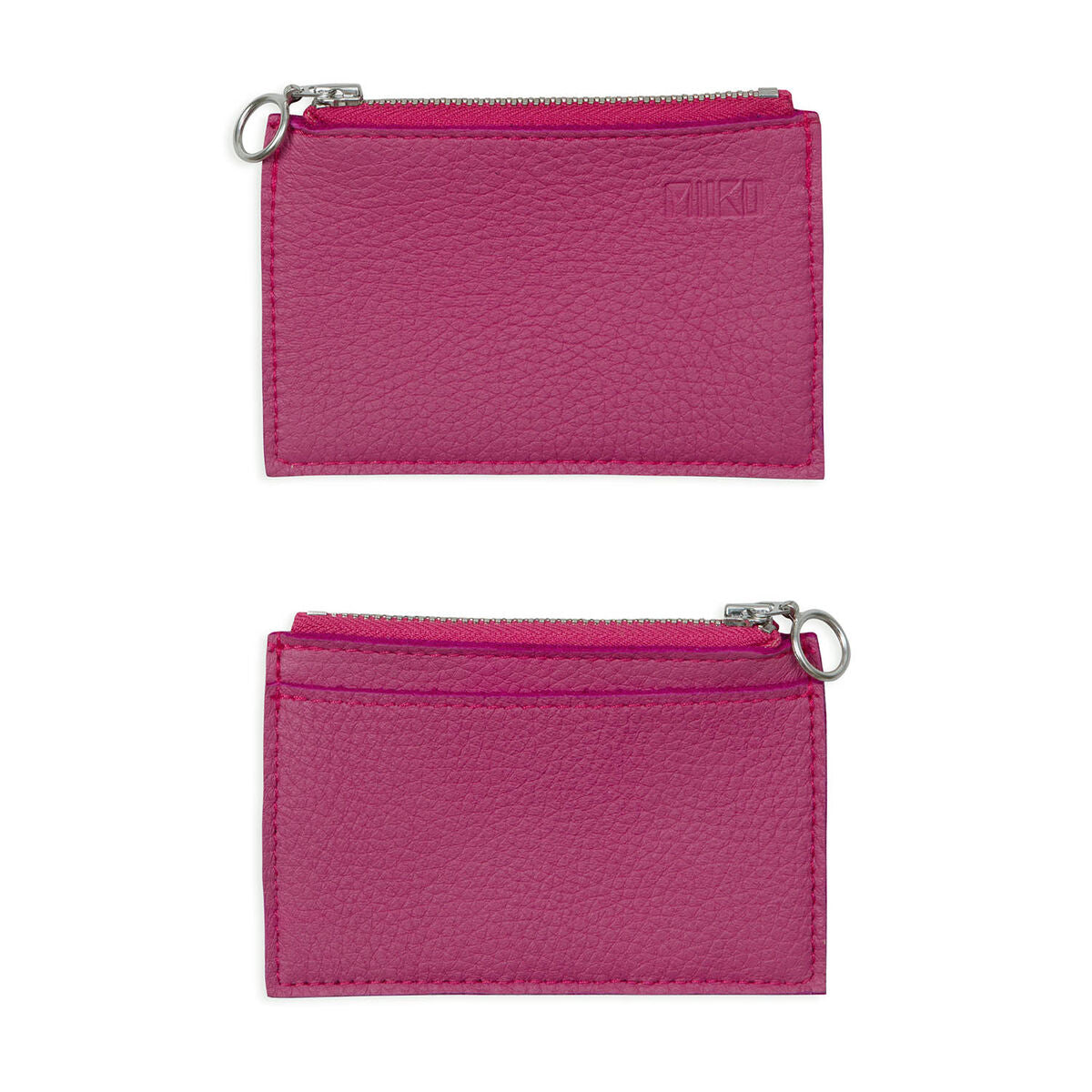 MIIKO Nahkainen Korttikukkaro Vetoketjulla Pinkki