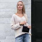 MIIKO Clutch Leather Bag Black-Silver