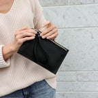 MIIKO Clutch Leather Bag Black-Silver