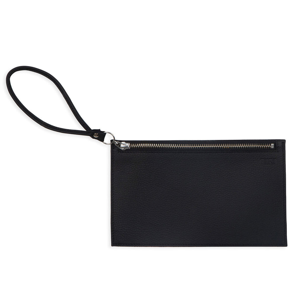 MIIKO Clutch Leather Bag Black-Silver