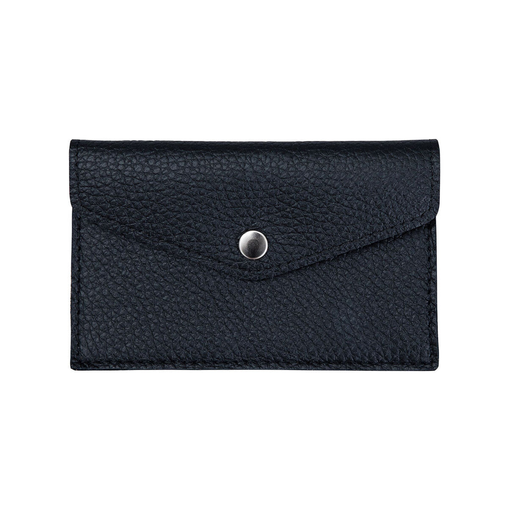 MIIKO Leather Card Holder with Snap Closure Black