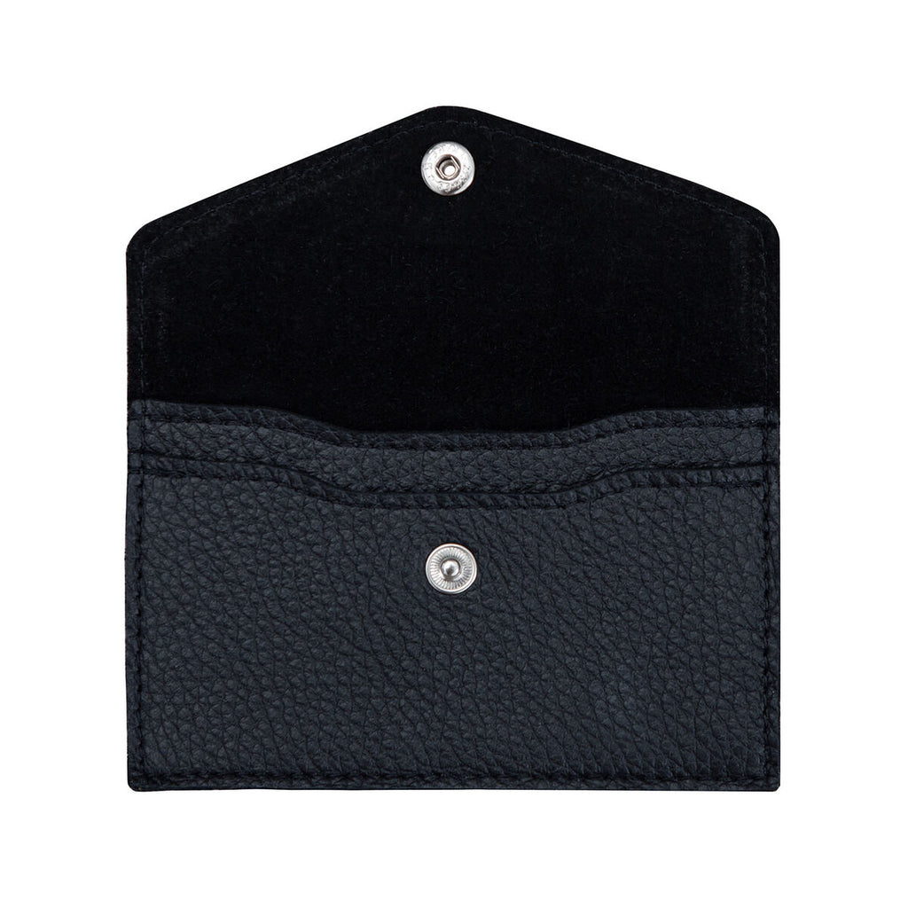 MIIKO Leather Card Holder with Snap Closure Black