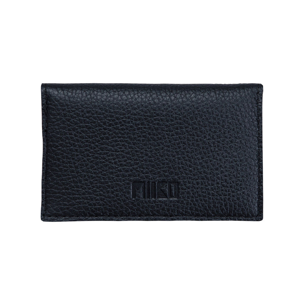 MIIKO Leather Card Holder with Snap Closure Black