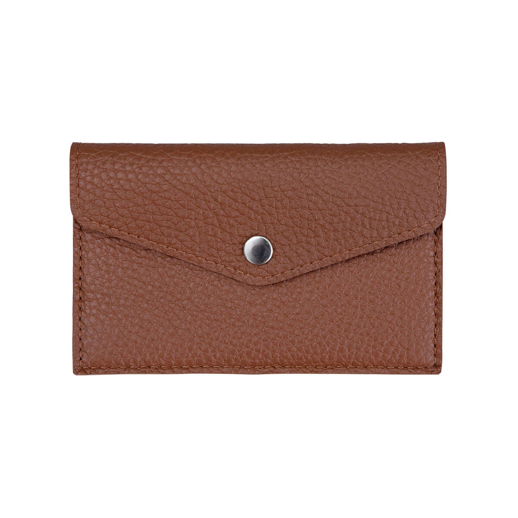 MIIKO Leather Card Holder with Snap Closure Brown