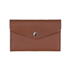 MIIKO Leather Card Holder with Snap Closure Brown