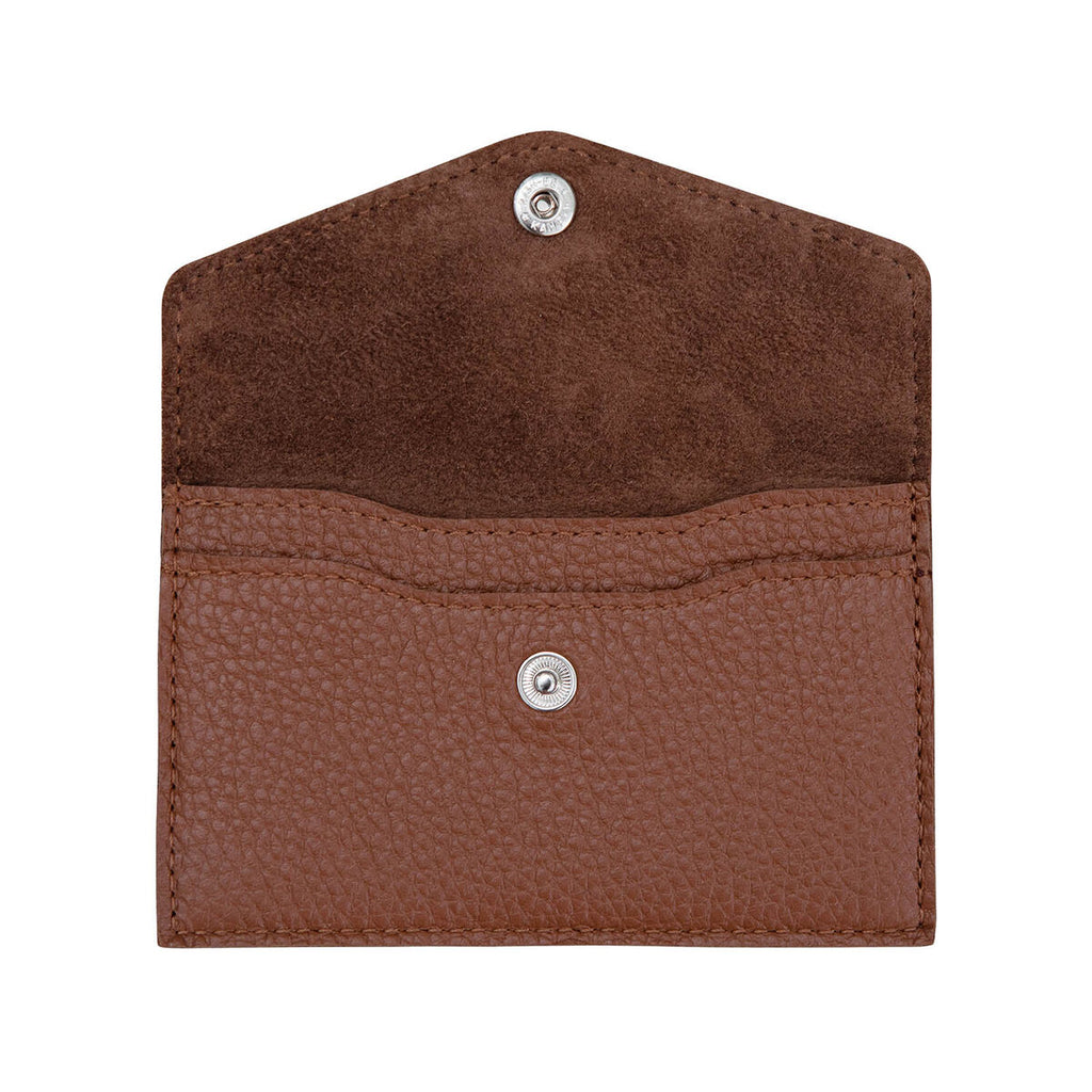 MIIKO Leather Card Holder with Snap Closure Brown