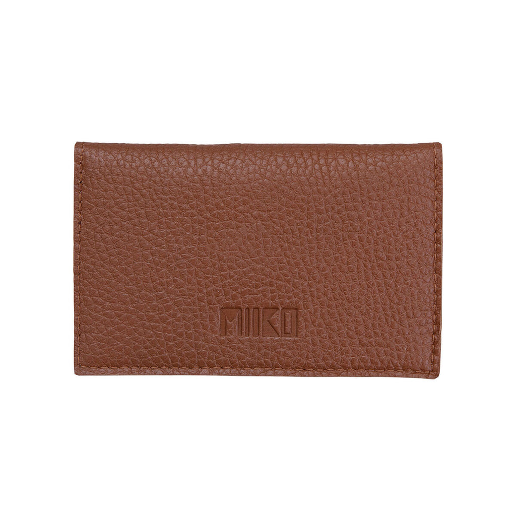 MIIKO Leather Card Holder with Snap Closure Brown